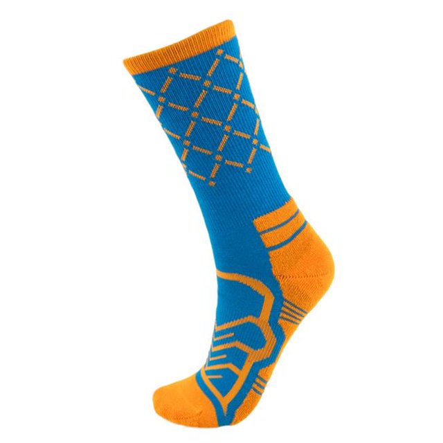 Brybelly SSOC-007M Basketball Compression Socks, Blue & Orange - Medium
