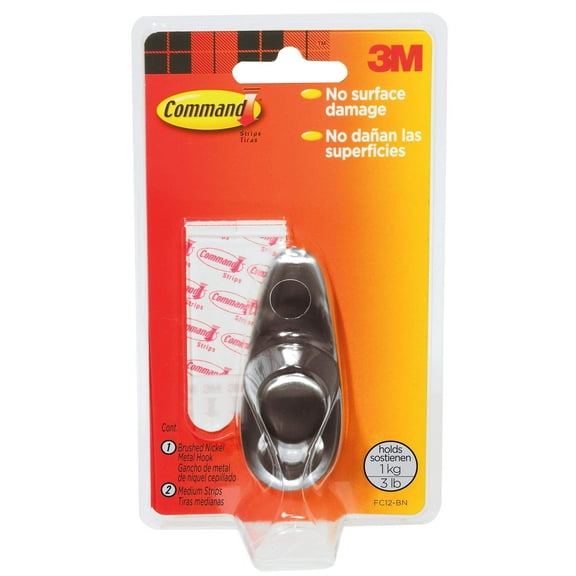 Command Metal Hook Medium - Nickel Finish - Silver, M