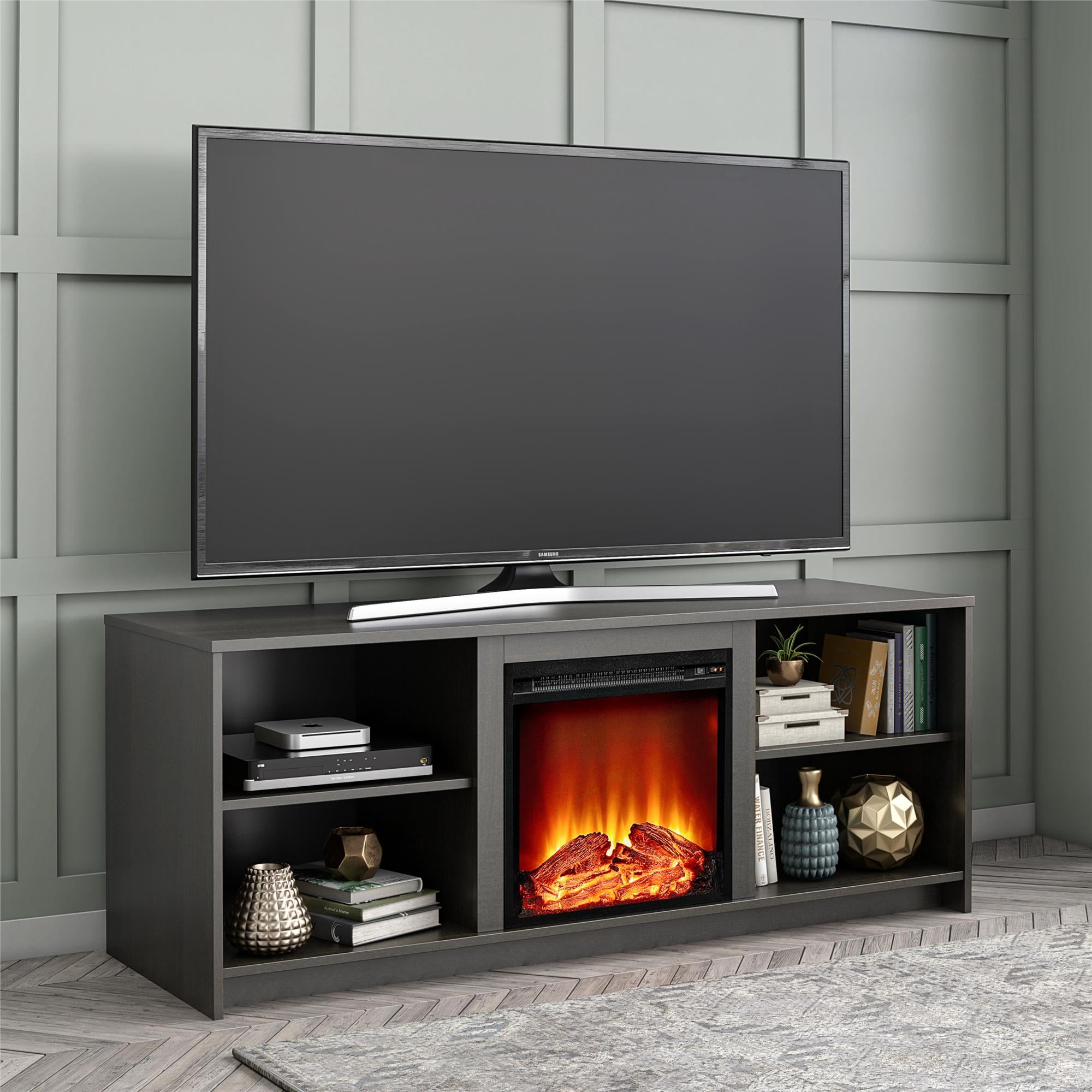 Espresso electric fireplace tv stand outlet