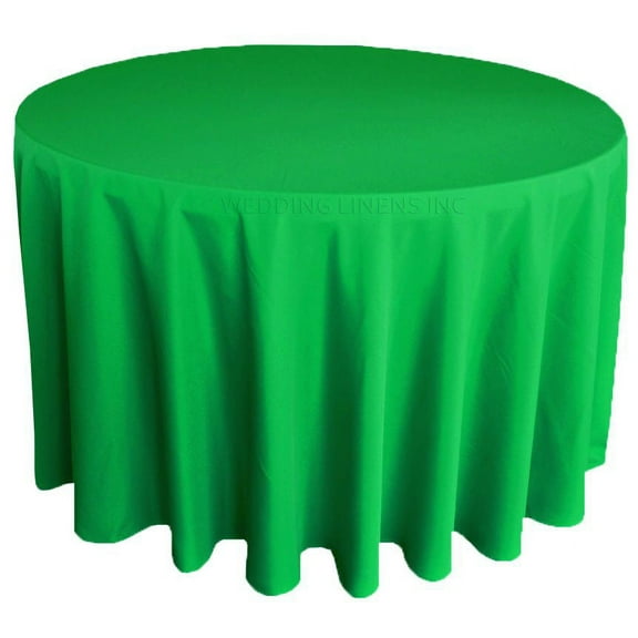 Wedding Linens Inc. 108" Round Premium(200 GSM) Polyester Linen Tablecloth - Emerald Green