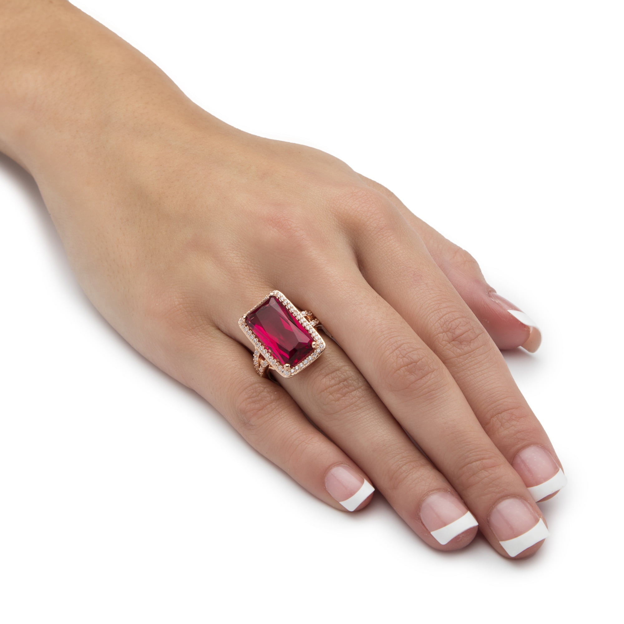 PalmBeach Jewelry 27.56 TCW Rose Cubic Zirconia Rose Gold-Plated Cocktail Ring PalmBeach Jewelry 27.56 TCW Rose Cubic Zirconia Rose Gold-Plated Cocktail Ring