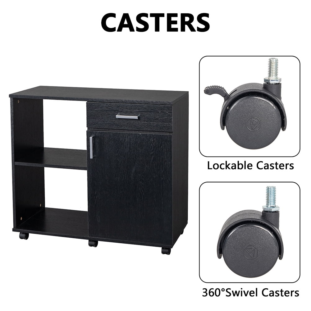 Private Jungle Three Layers Left Frame Right Cabinet MDF And PVC Wooden Filing Cabinet Black