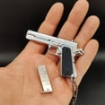 thumbnail image 3 of Llavero colgante de regalo con modelo de pistola de metal completo de 1911 en plata brillante a escala 1:3, 3 of 5