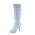 thumbnail image 3 of Women's Heeled Knee High Platform Side Zip Buckle Casual Dress Fashion Boots Shoes ( White, 8), 3 of 5