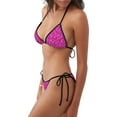 thumbnail image 2 of Fotbe Rose Red Glitter Traje de Baño para Mujer de Dos Piezas – Bikini Sexy de Tirantes Tipo Halter con Diseño Triangular, 2 of 6