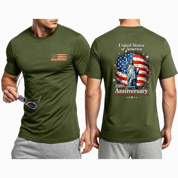 Leey-World 250 Anniversary Shirts Mens American Flag Tshirt 250th America Anniversary Tee 250 Years Patriotic Tops(AG,XL)