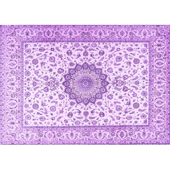Ahgly Company Indoor Rectangle Medallion Purple Traditional Area Rugs, 8' x 10'