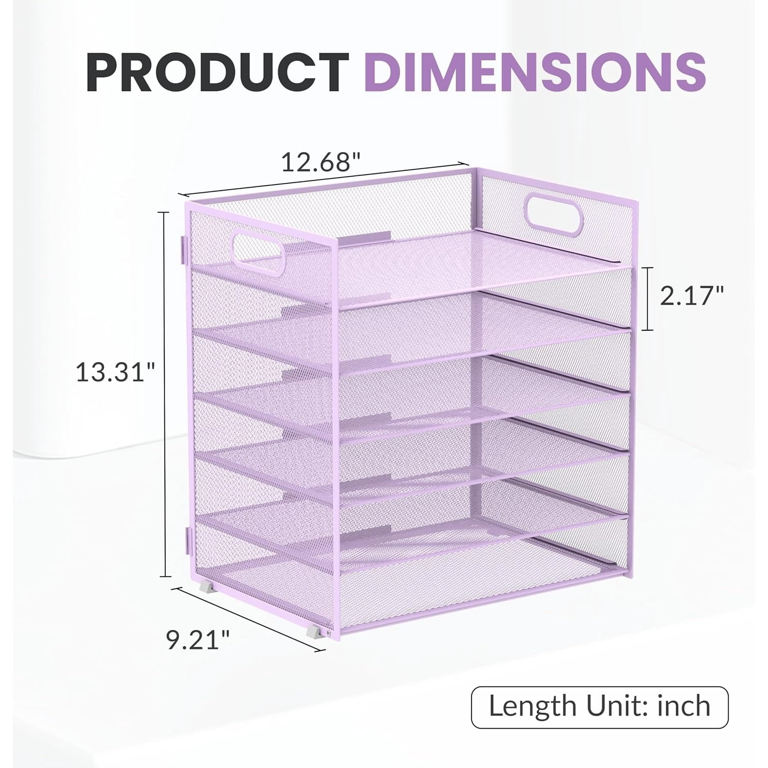 INTIGE 6 Tier Paper Organizer for Desk, Paper Letter Tray Organizer, Metal Mesh Desk File Organizers with Handle for Office/Home