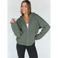 thumbnail image 4 of Sudaderas con Capucha y Cremallera para Mujer, Sudaderas Extragrandes, Conjuntos de Moda Escolar para Otoño, Chaquetas Informales, Ropa de Invierno Verde S, 4 of 9