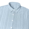 thumbnail image 6 of Men's 2 Piece Jacquard Textured Beach Outfits Summer Casual Button Down Shirts and Shorts Matching Sets Big and Tall Size S-3XL Light Blue, 6 of 7
