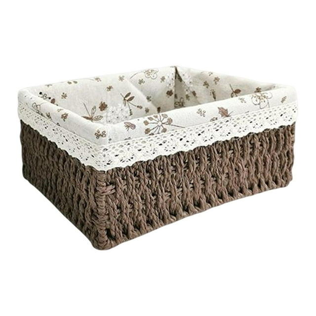Cesta de almacenamiento de mimbre tejido pastoral Sunnimix forro desmontable Tamaño L