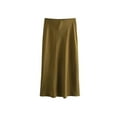 thumbnail image 6 of Women's Flowing Satin Midi Skirt, High Waist With Elastic Waistband, Female Skirts, Chic Fashion, 6 of 10