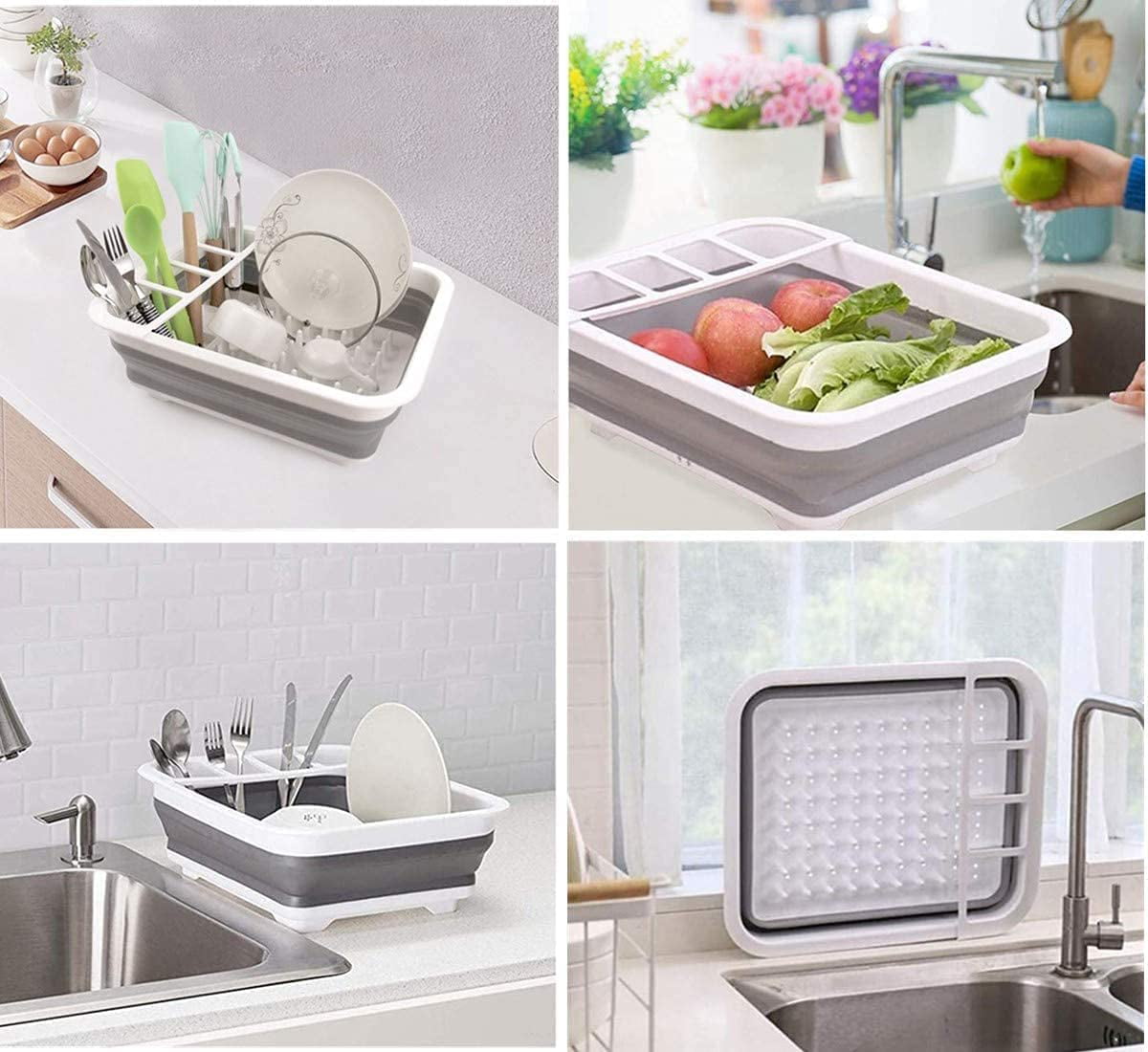 Triangle Dish Drying Rack,Dish Drainer Above Sink Foldable 3 Layers Kitchen  Drainer Organizer Storage Space Saver Shelf Holder (Color:White,Size:56cm)