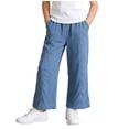 thumbnail image 2 of Mwjwdo Big Kids Girls Premium Tencel Denim Pants, Soft Lyocell Wide Leg Flare Jeans, Lightweight Casual Long Pants for Summer Dark Blue 11 Years, 2 of 8
