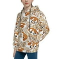 thumbnail image 2 of Fotbe Autumn Fox with Brown Plants Pattern Youth Pullover Hooded Sweatshirt, Boys Hoodie, Kangaroo Pocket Hoodie for Kids Girls -Small, 2 of 6