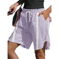 thumbnail image 5 of Summer Elastic Waist Women Drawstring Color Block Straight Cargo Shorts, 5 of 5