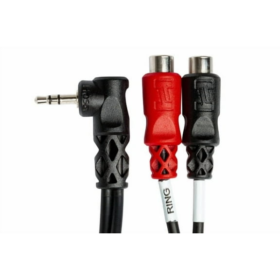 Hosa YRA-167 Stereo Breakout Cable, Right-angle 3.5 mm TRS to Dual RCAF - 6"