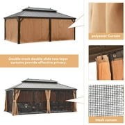 Hommow 12 x 20 Hardtop Gazebo Galvanized Steel, Outdoor Canopy Double Roof Patio Gazebo with Aluminum Frame
