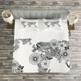 thumbnail image 3 of Ambesonne Earth Quilted Bedspread Set 3 Pcs, Butterfly Petals, Queen Size, Black White, 3 of 3
