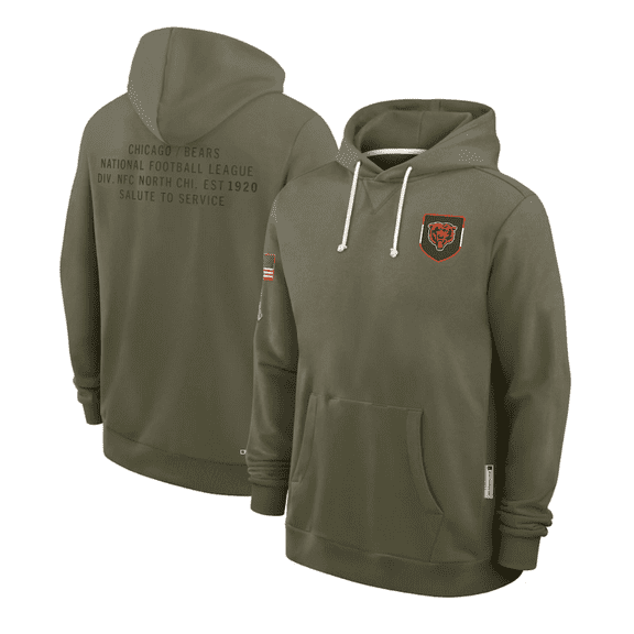 Chicago Men Olive 2025 Salute to Service Club Fleece Game Day Hoodie