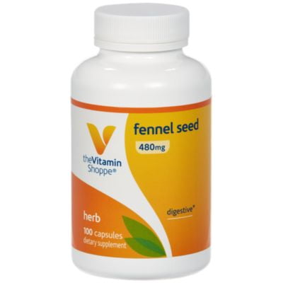 Center Digestive Health Nutrition The Vitamin Shoppe Fennel Seed 480MG (Foeniculum Vulgare Seed), Herbal Supplement For Digestive Support Intestinal Health (100 Capsules) ()