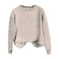 thumbnail image 4 of Duoif Womens Sweaters, Women's Ribbed Chunky Knit Sweatshirt - Crew Neck Fashion Sweaters for Women Beige XL, 4 of 4