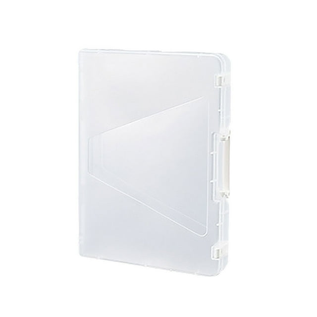 Minnieouse Transparent Portable File Case Double-buckle with Box Handle Containers Bolsas de maquillaje Blanco A4 grueso