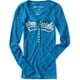 thumbnail image 1 of Aeropostale Camiseta Henley Térmica de Manga Larga para Mujer, Azul, XS, 1 of 1