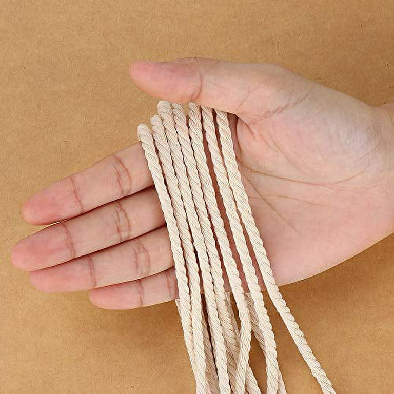 HOMEBOBO Macrame Cord 4mm x 328Yards(984Feet) Natural Cotton Macrame Rope - 3 Strands Twisted Macrame Cotton Cord for Wall Hanging Plant Hangers Crafts Gif