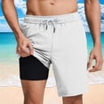 thumbnail image 2 of Mens Swim Shorts with Compression Liner Plain Swimming Trunks Elastic Waist Sports Board Shorts Holiday Beach Pools Surfing Boardshorts Summer Quick Drying Short Pants Swimwear, 2 of 6
