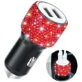 thumbnail image 1 of Dual USB Car Charger, Car Adapter Bling Bling Rhinestones Crystal Car Decorations for Fast Charging Car Decors for iPhone Xs Max X Plus, iPad Pro/Mini, Samsung, 1 of 7