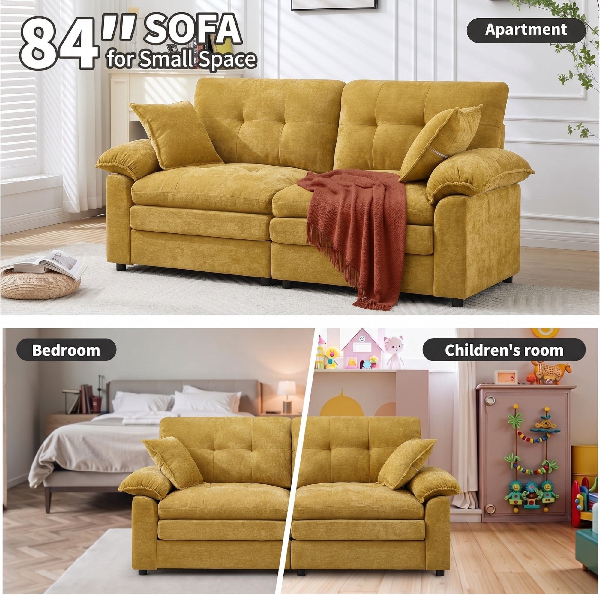 Sailvan 83" Loveseat Sofa, Comfy Corduroy Cloud Couch with Deep Seat, Modern 2-3 Person Sofa for Living Room, Apartment and Small Spaces
