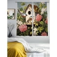 thumbnail image 4 of Vintage Birdhouse Semi Sheer Window Curtains 72 Inches Long, Spring Floral Birds Botanical Rod Pocket Voile Silky Chiffon Curtain Light Filtering Drapes for Living Room, Kitchen, 52"x72", 2 Panels, 4 of 9