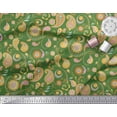 thumbnail image 2 of Soimoi Green Georgette Viscose Fabric Mandala & Paisley Print Fabric by Yard 44 Inch Wide, 2 of 3