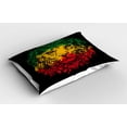 thumbnail image 2 of Ambesonne Rasta Pillow Sham 2 Pack, Grunge Lion Head Portrait, 36"x20", Pale Green and Yellow, 2 of 3