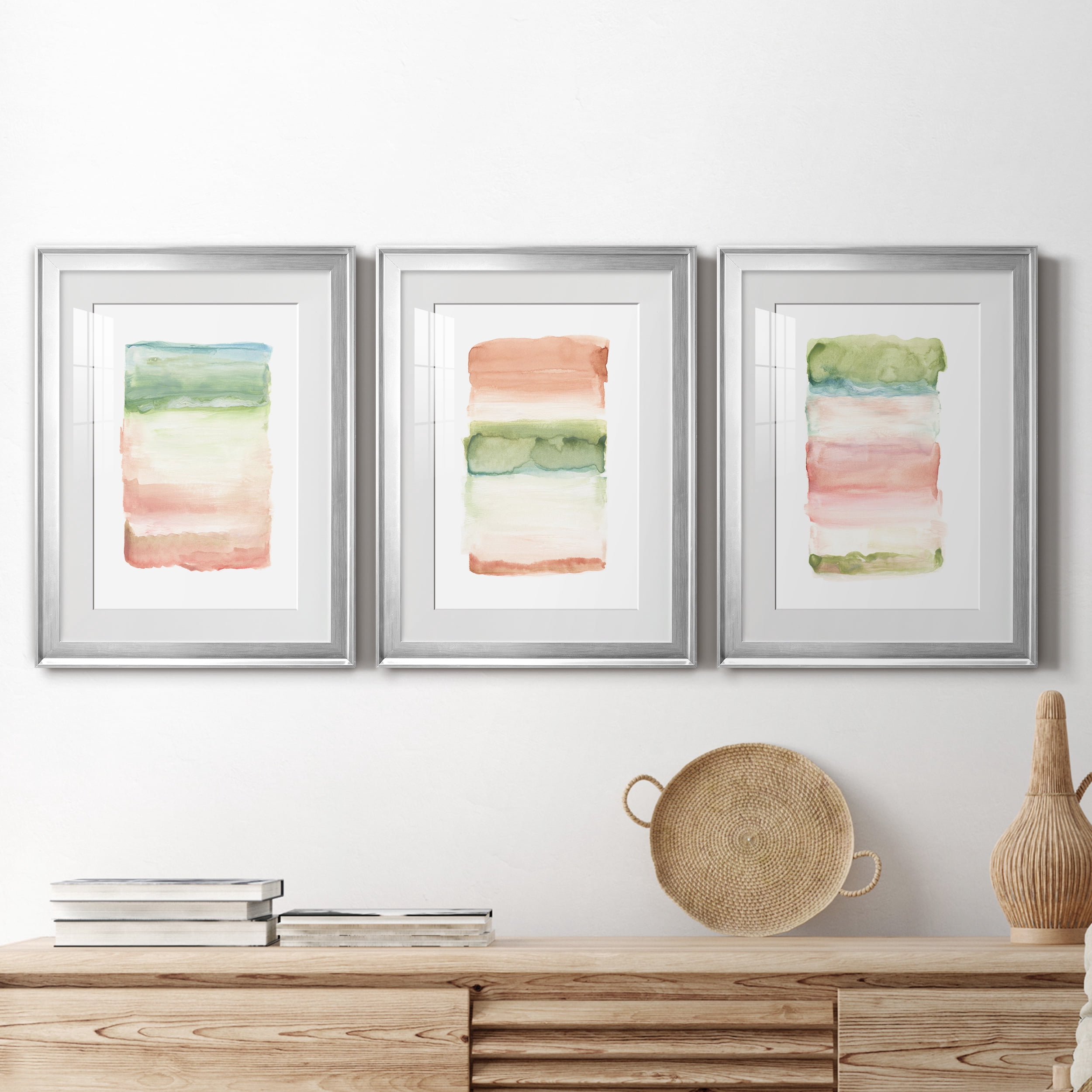 Skye I Premium Framed Prints Set of 3 - Ready to Hang - 22 x 30 Each - Silver Frame