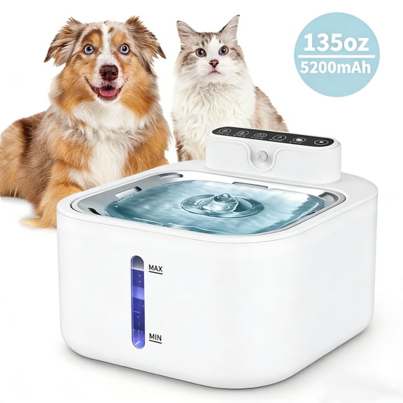 4 L Wireless Cat Water Fountain Set with 3 Filters, Stainless Steel 5200mAh Rechargeable Pet Cats Dogs Water Fountain