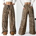 thumbnail image 2 of Women Leopards Print Fleece Sleep Pants Winter Warm Loose Fit Wide Leg Fuzzy Lounges Pants Pajama Bottoms For Home Comfort, 2 of 8