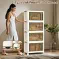 thumbnail image 4 of Yiwa 4-Tier Stackable Storage Drawers with Lid, Foldable Plastic Storage Box on Wheels for Home and Office Use, 65x42x145.5cm, 4 of 7