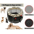 thumbnail image 3 of Medium Dog Playpen Cat Pen with Waterproof Bottom and Removable Zipper Top, Travel Pet Play Pen with Side Door for Dogs Cats, White, 3 of 6