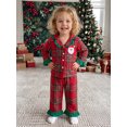 thumbnail image 5 of Cjfdfy Toddler Baby Girl Boy Christmas Fall Pajamas Santa Applique Long Sleeve Lapel Plaid Ruffle Trim Shirt And Pants Set Little Baby Cute My First Christmas Holiday Sleepwear 1-6Y, 5 of 9