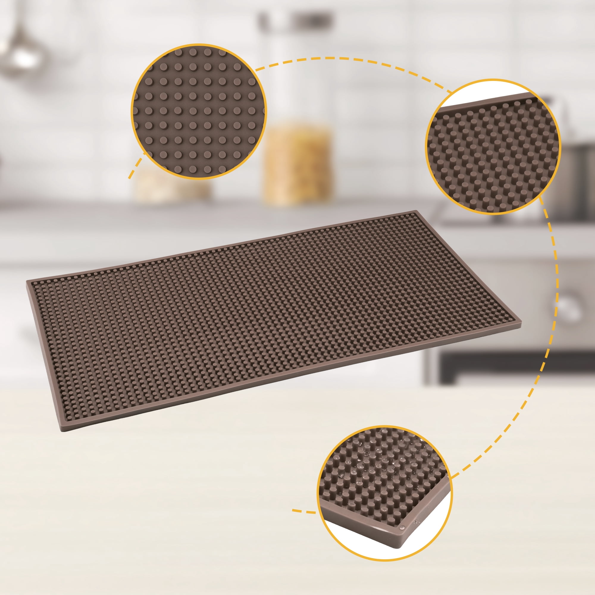 Unique Bargains Silicone Dish Drying Mat for Kitchen Counter Coffee 23.6*11.8*0.4 inch