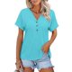 thumbnail image 1 of Camiseta TICTICMISS para mujer, manga corta, cuello en V, color aguamarina, 1 of 6