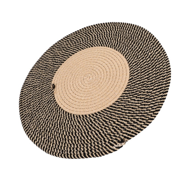 Tapis Rond en Jute Rétro Nordique Réversible pour Décoration Intérieure