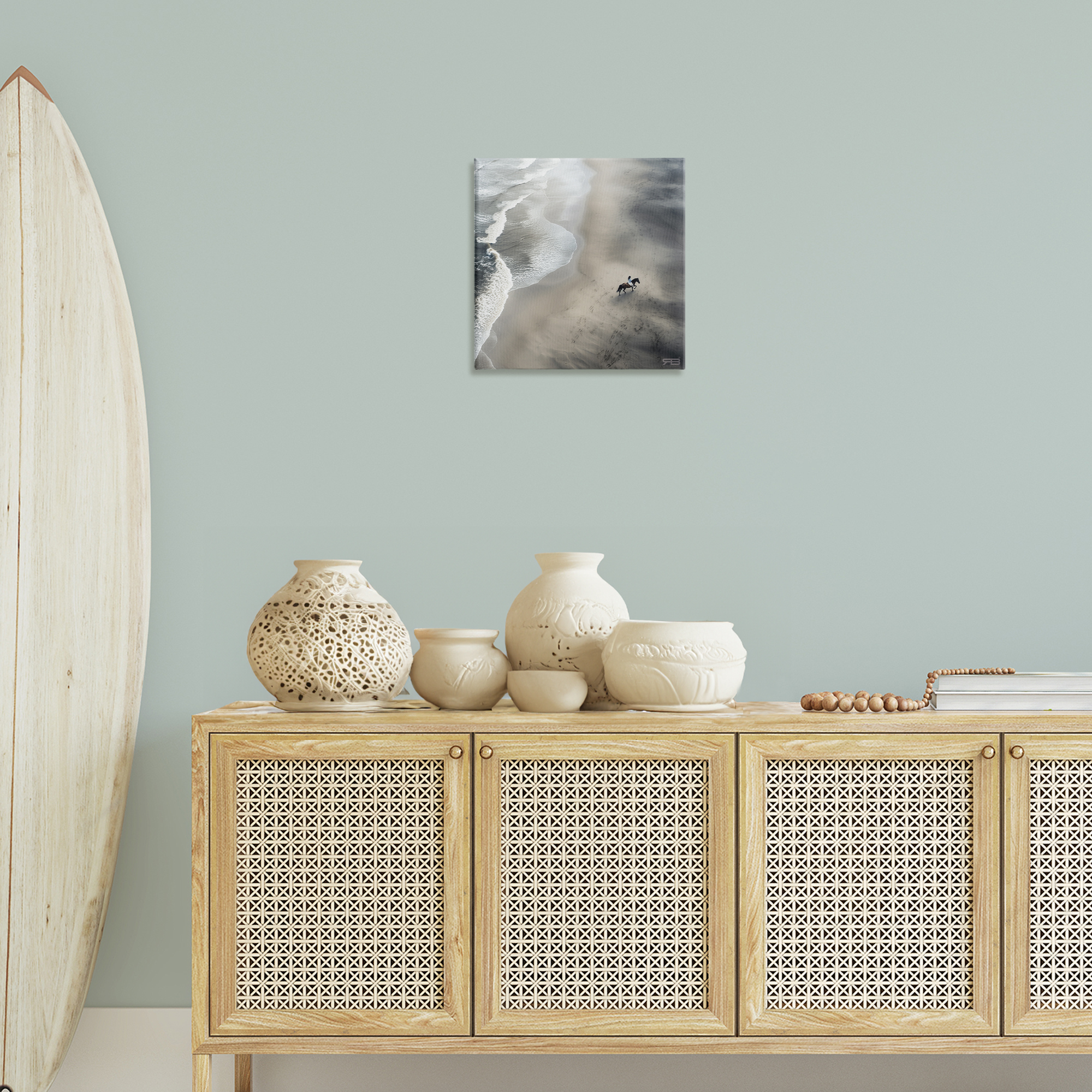 Stupell Industries Aerial Beach View Horse Nautical & Beach Painting Wrapped Canvas Art Print Wall Art, 17 x 17