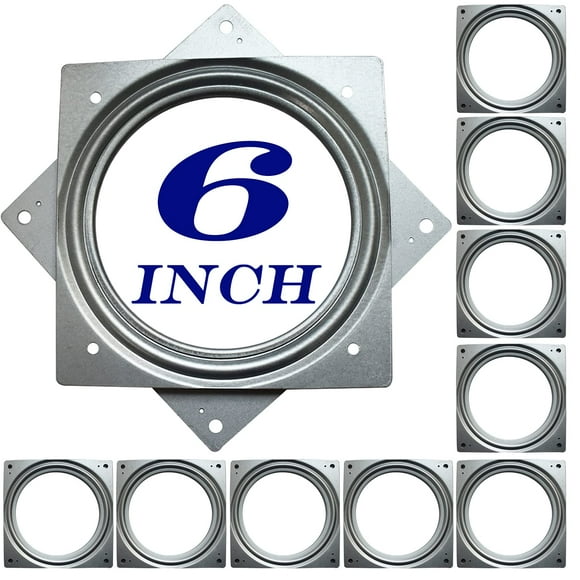 Lazy Susan Hardware 6 pulgadas, paquete de 10 placas de rodamiento giratorias cuadradas, capacidad de 500 libras, rodamientos de plataforma giratoria Lazy Susan para bandejas de servir, estantes de al