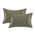 thumbnail image 2 of Haosy Satin Pillowcase for Hair and Skin Standard Cooling Silk Pillow Case with Envelope Closure Matte Olive 20"x26", 2 of 9