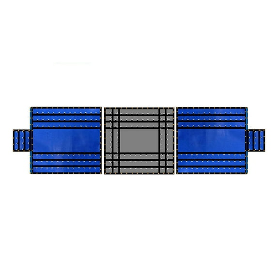 24'x18' 3 Piece Flatbed Trailer Lumber Tarp with 8 FT Drop - Heavy Duty Blue/Black 18 Oz Vinyl Waterproof Tarp for Truck/Trailers to Protect Cargo from Wind, Rain, Snow and Sun