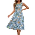 thumbnail image 3 of YOIAVAIOY XL Summer Dresses for Women Flowy Aline Casual Midi Tank Dress Beach Boho Vacation Sundresses Shift Dress with Pockets Light Blue, 3 of 8