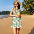 thumbnail image 3 of Naloa Flamingo And Monstera Print Women's Summer Spring Casual Beach Sundress,Vacation Sleeveless Tank Crewneck Loose Dresses, 3 of 7